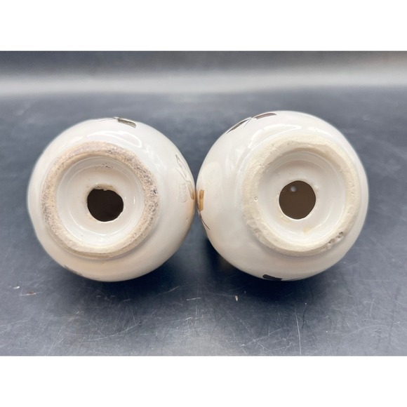 Vintage Ball Jug Salt & Pepper Shakers- White w / Gold Handles and Tops Decor - Picture 7 of 7